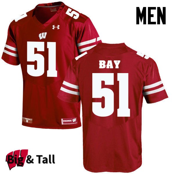 Wisconsin Badgers Men's #51 Adam Bay NCAA Under Armour Authentic Red Big & Tall College Stitched Football Jersey VO40X31WY